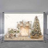 Aperturee - Süßer Kaminvorrat weiße Weihnachtskulisse